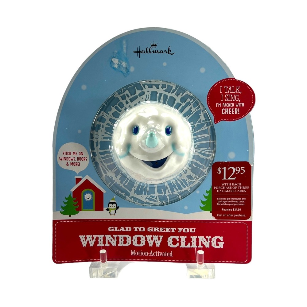 Hallmark Glad To Greet You Window Cling Motion Activated NIP Talking Snowball
